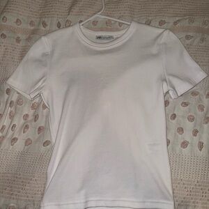 Zara white ribbed t shirt